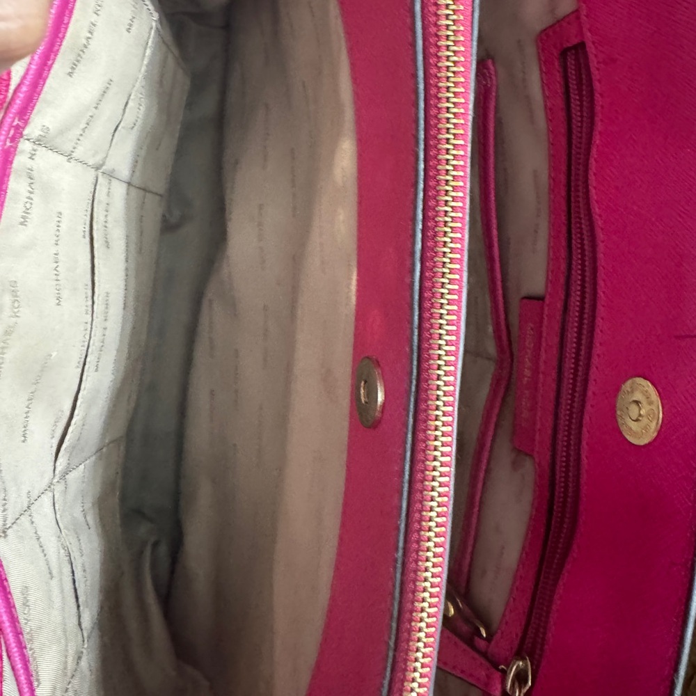 Michael Kors Fuchsia Saffiano Leather Satchel - Picture 8 of 9